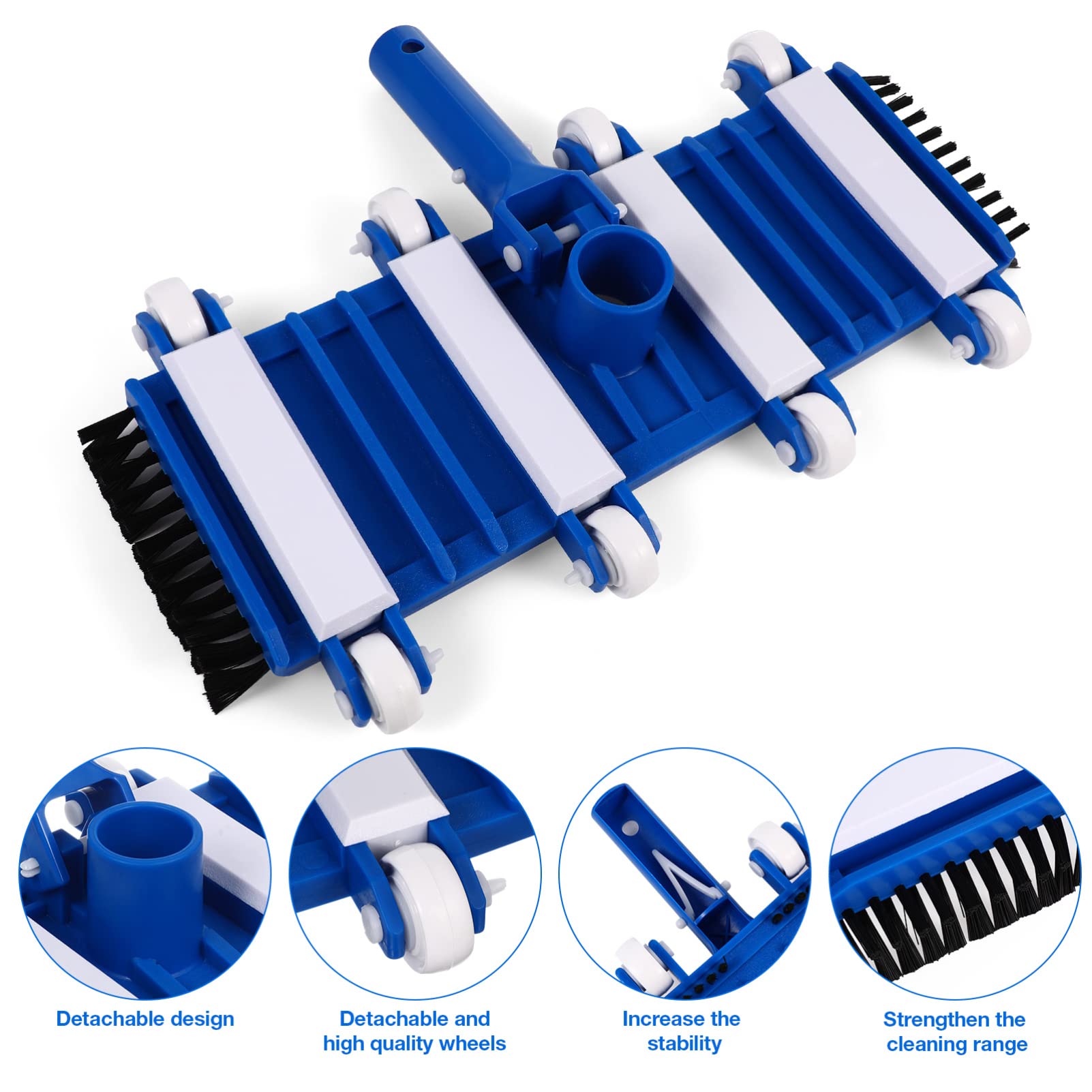 BESPORTBLE Pool Vacuum Head Brush Set Professional Pool Cleaning Equipment Standard Pole Compatibility