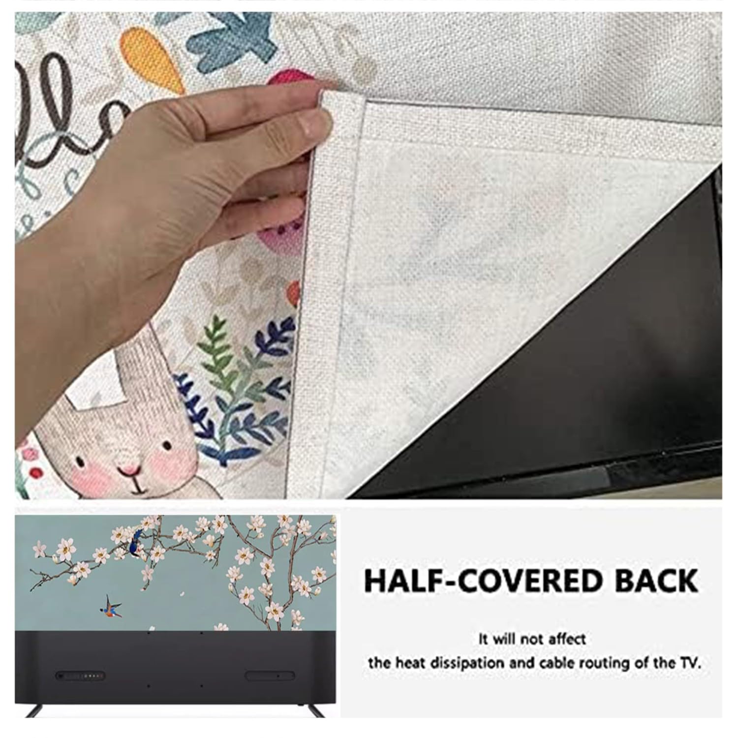 Housse TV Anti-Poussière Élégante ZYREHAW – Protection Tissu Doux Et Lavable Pour Écrans 32 à 85 Pouces – Style Minimaliste Moderne