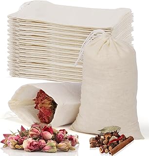 60 Pcs Empty Spice Bags for Cooking Soup, 3x4 In Natural Muslin Drawstri...