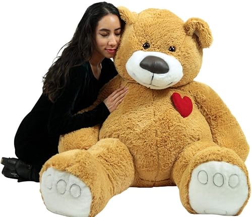 Oso de peluche gigante de 57 pulgadas, suave y enorme animal, corazón en el pecho para expresar amor