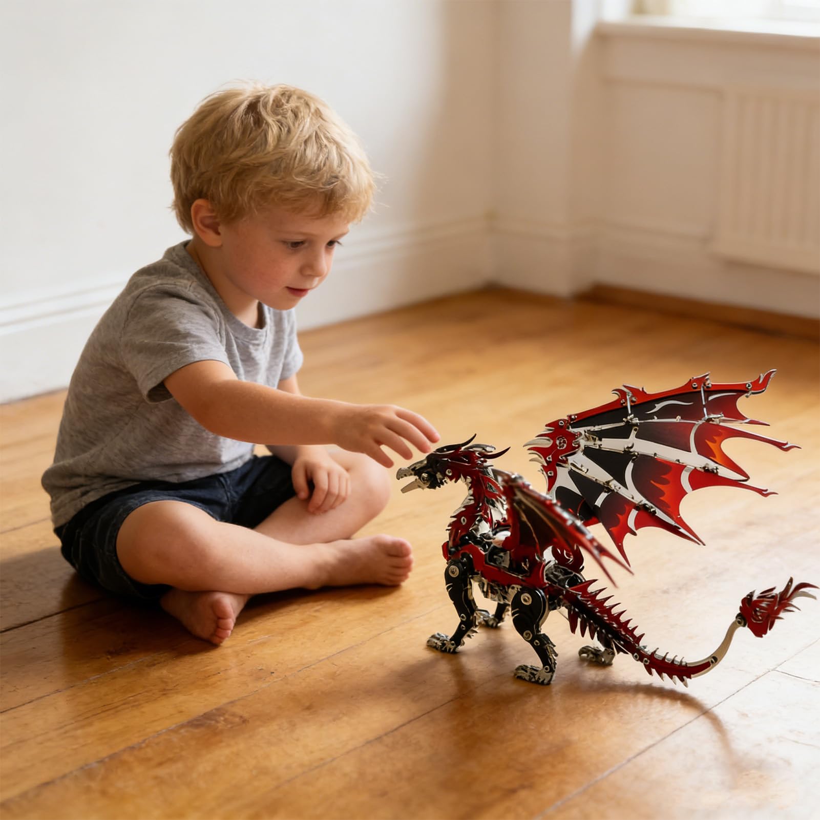 Generic Mechaniczne 3D Metalowe Puzzle ze Smokiem DIY Zestaw do Rękodzieła ze Stali Nierdzewnej dla Hobbystów i Dekoracji Biurowych 9,76x5,94x5,94 Cala