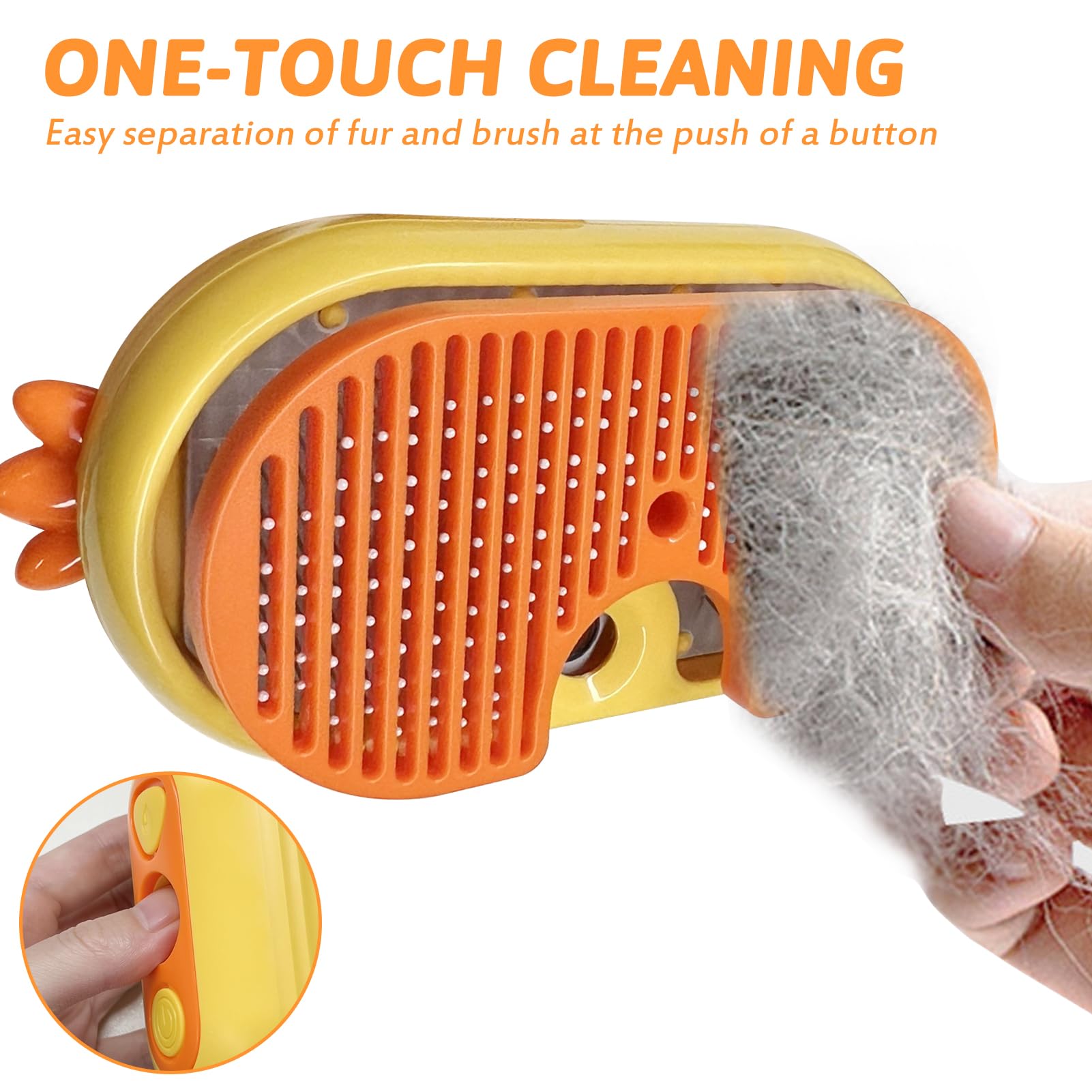 Steam Cat Brush with Release Button, 4 In 1Upgraded Multifunctional Cat Steamer Brush - Image 3