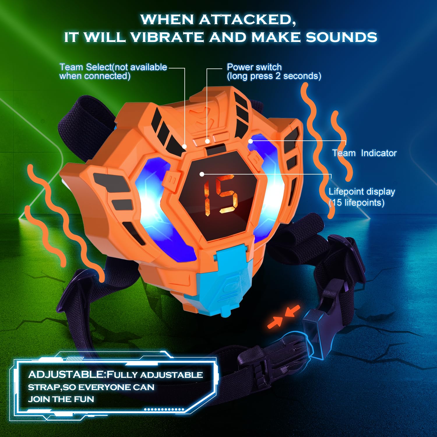 VATOS Wiederaufladbare Laser Tag Set 2 Packs - Echtzeit-Daten SYNC Infrarot Laser Tag Sets, 2 Spieler Lazer Tag Shooting Game für Kid Teen Alter 6-12 Jahre alt Spielen drinnen und draußen