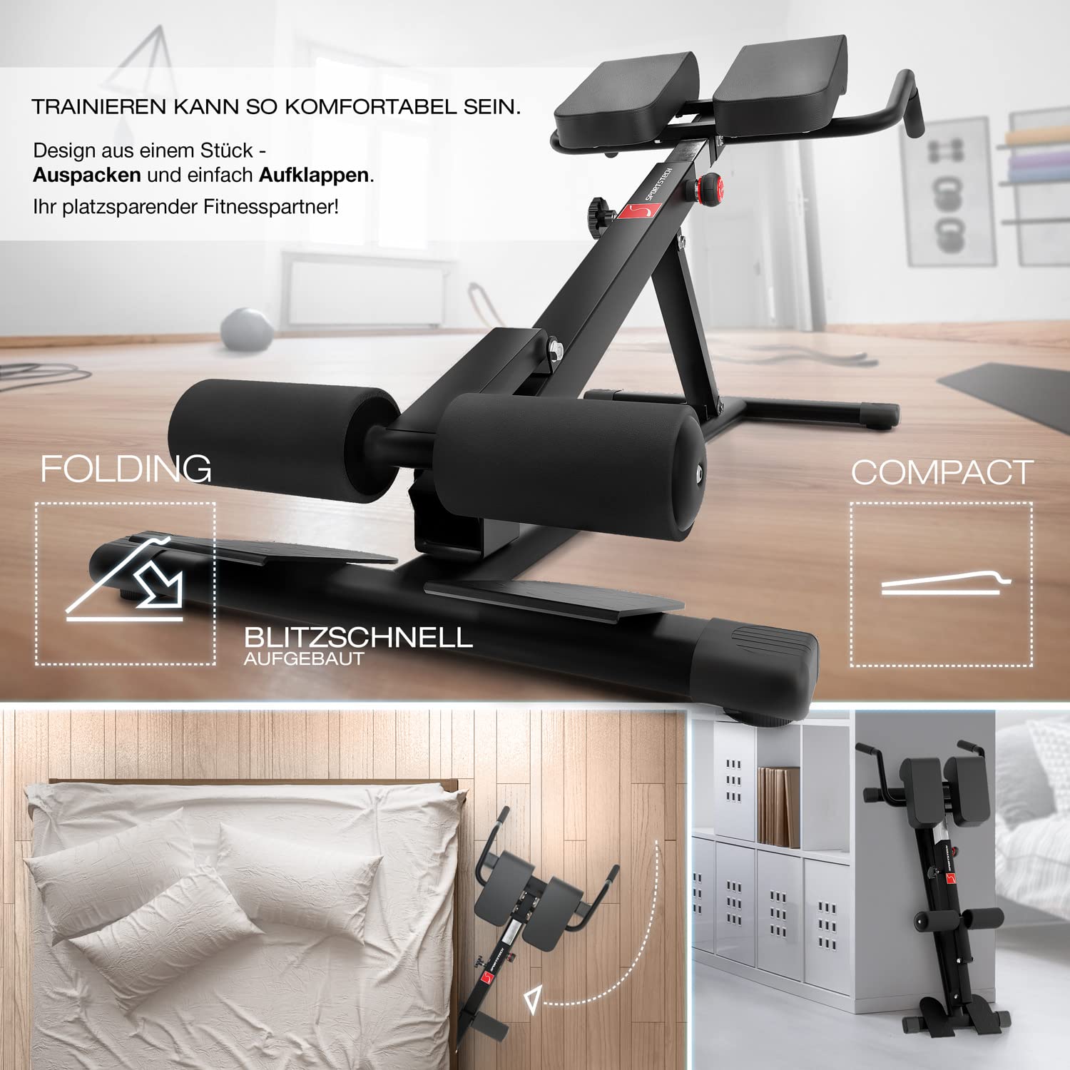Sportstech BRT150 6in1 Bauch- und Rückentrainer Multifunktion Hantelbank verstellbar Training Bench Press Bank