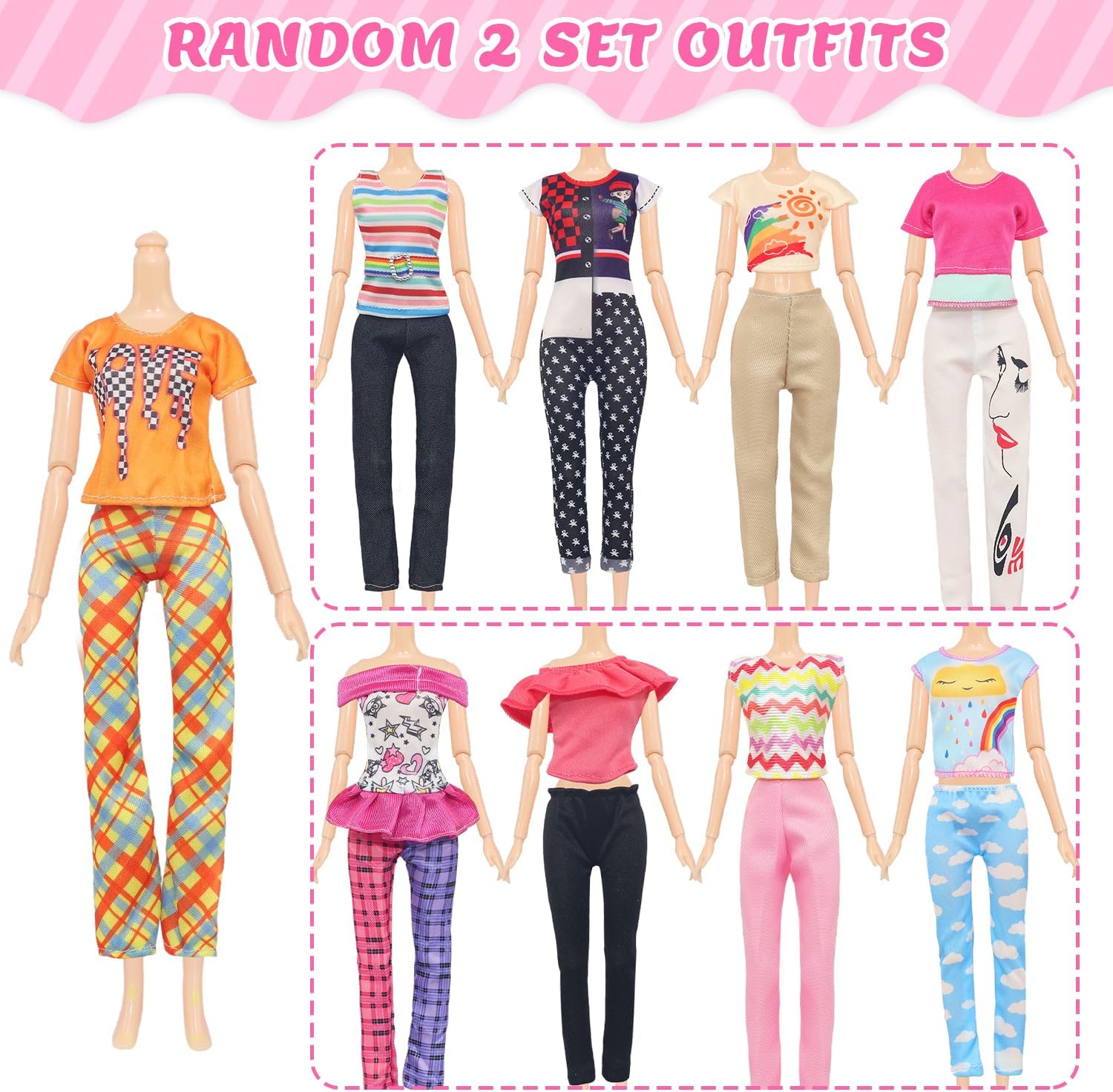 100 Pcs Doll Clothes and Accessories - 5 Wedding Gowns 10 Slip Dresses 2 Fashion Dresses 2 Tops 2 Pants 2 Bikini Swimsuits 10 Shoes and Accessories for 11.5 inch Dolls,Doll Dress up Toys for Girl Gift