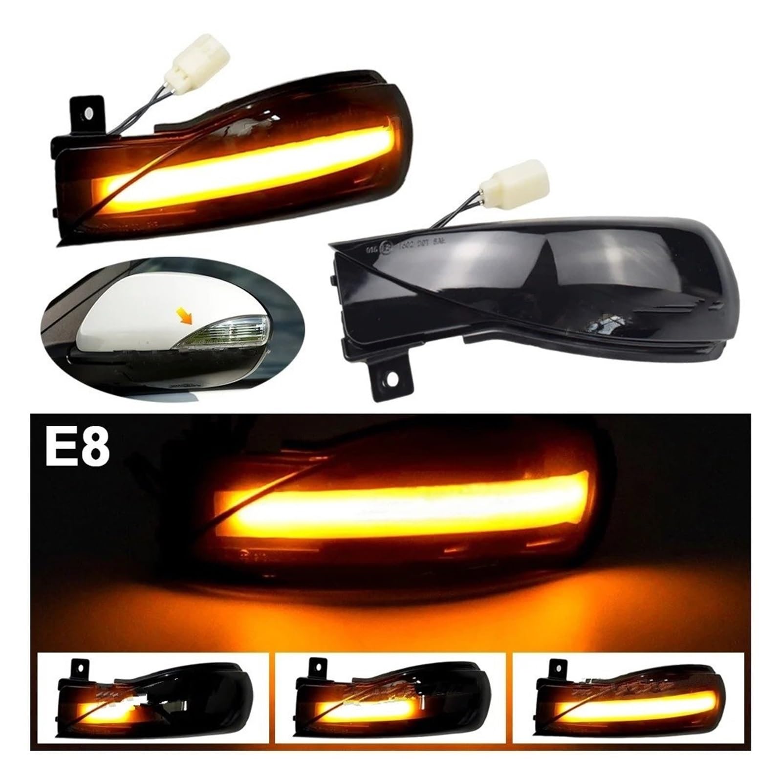 Luz Señal Giro Coche Intermitentes para Mazda 3 BL para Mazda 6 GH 2007-2011 2012 2013 2014 2015 2 Piezas LED Luz Señal Giro Dinámica Espejo Lateral Intermitente Secuencial Repetidor