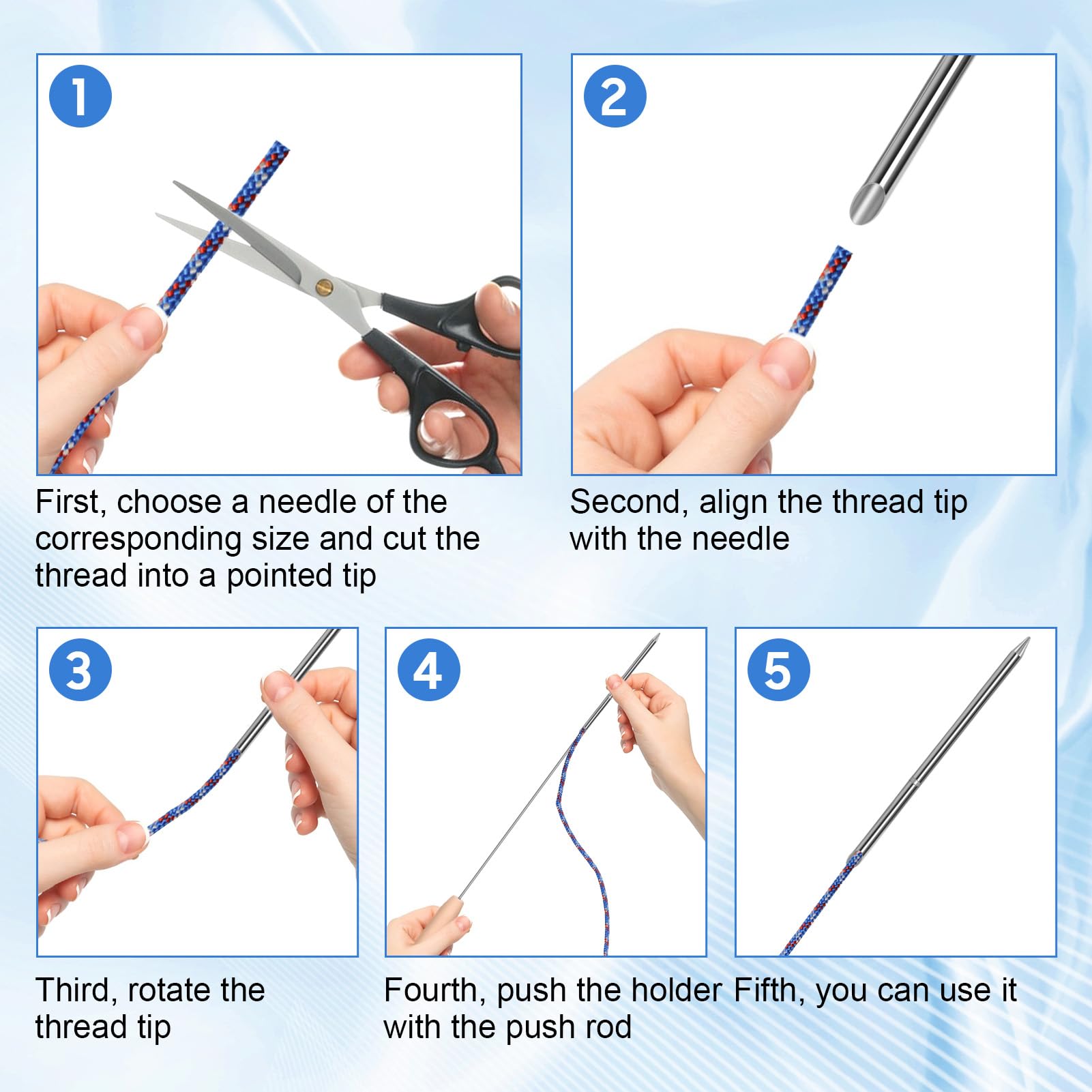 Kit di Attrezzi per Giunzione Corde 7 Pezzi, Kit FID per Giunzione Corde in Acciaio Inossidabile Set di Strumenti per Intreccio Linee Include 5 Misure Fids 6,35mm 7,94mm 9,53mm 11,11mm 12,7mm