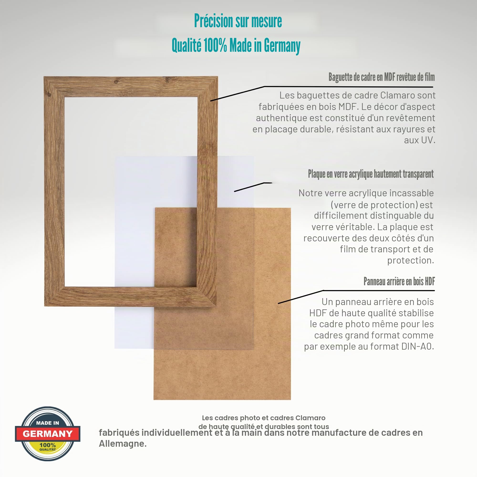 Clamaro Cadre Photo Pêle-Mêle, Noir Mat, MDF, 85 x 125 cm
