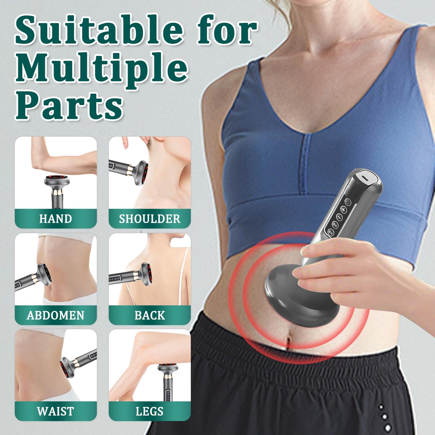 Appareil de Massage contre la Cellulite, 12 Vitesse Réglable, Appareil de Sculpture de la Cellulite pour le Corps, Ensemble de Thérapie de Suction Electrique Intelligent, Rechargeable & Sans Fil (B)