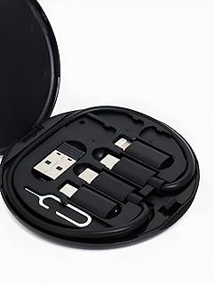 صندوق منظم للشحن - صندوق تخزين كابل البيانات لاجهزة لايتنينج وUSB-C ومايكرو USB - منظم تقني متطور بنمط عصري لتجميع الكيبلات