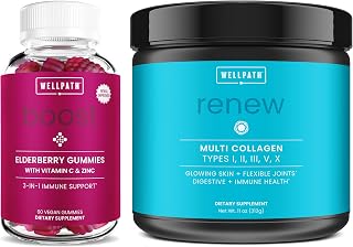 WellPath Immune & Wellness Supplements: Boost Elderberry Gummies with Zinc & Vitamin C + Renew Multi Collagen Protein Powder for Women - Vegan, Non-GMO, Supports Immunity & Skin Health
