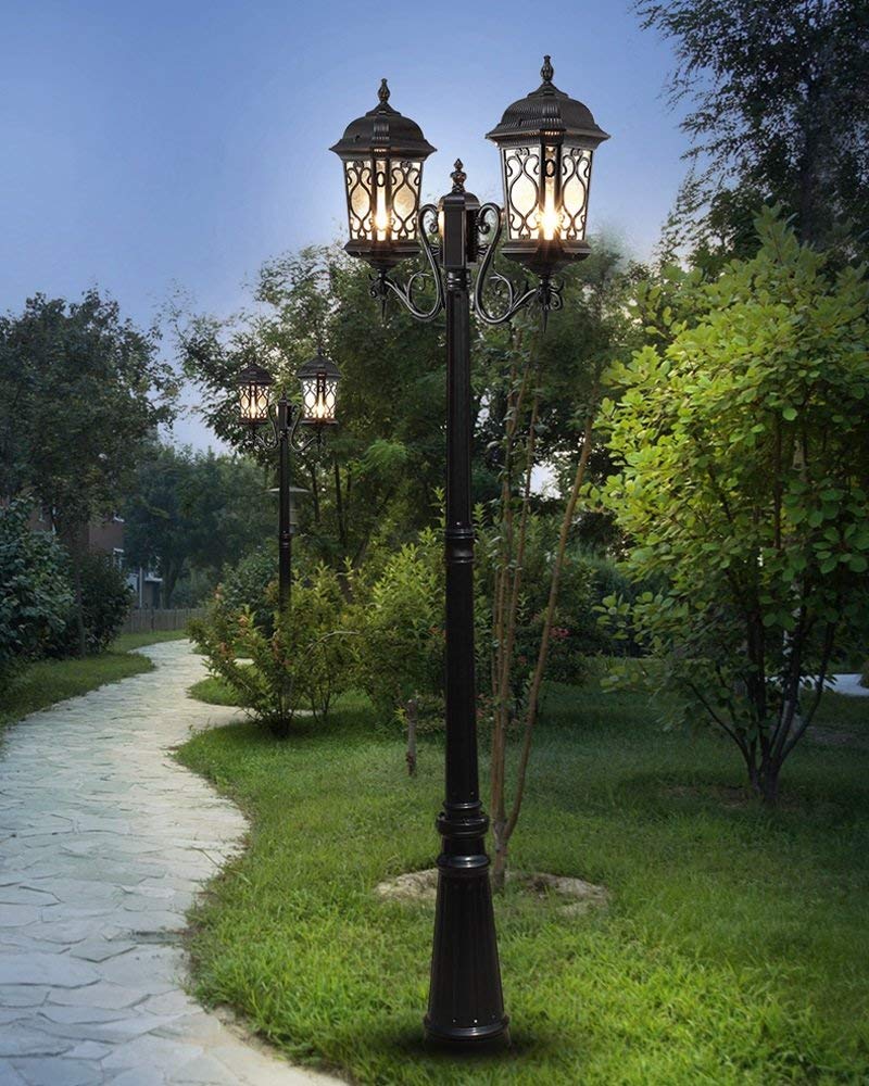 185 cm 2-światła zewnętrzne IP55 wodoodporna lampa uliczna słupek oświetleniowy dziedziniec willa oświetlenie drogowe oświetlenie krajobrazowe LED retro lampa ogrodowa la,