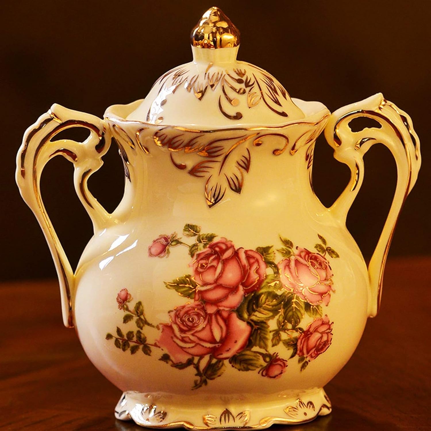 Sugar Bowl Sugar Bowl with Lid Coffee Sugar Bowl Family Hotel Cafe Multifunctional Ceramic Sugar Bowl is The Best Choice for Gifts to Friends Candy jar (Color : A)