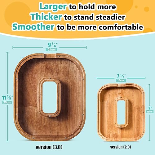 Miniatura 305 de SummiDate Alcancía de madera con nombre, niños y niñas, tamaño grande, letras alfabeto A-Z, monedas y billetes, inicial en cubierta transparente