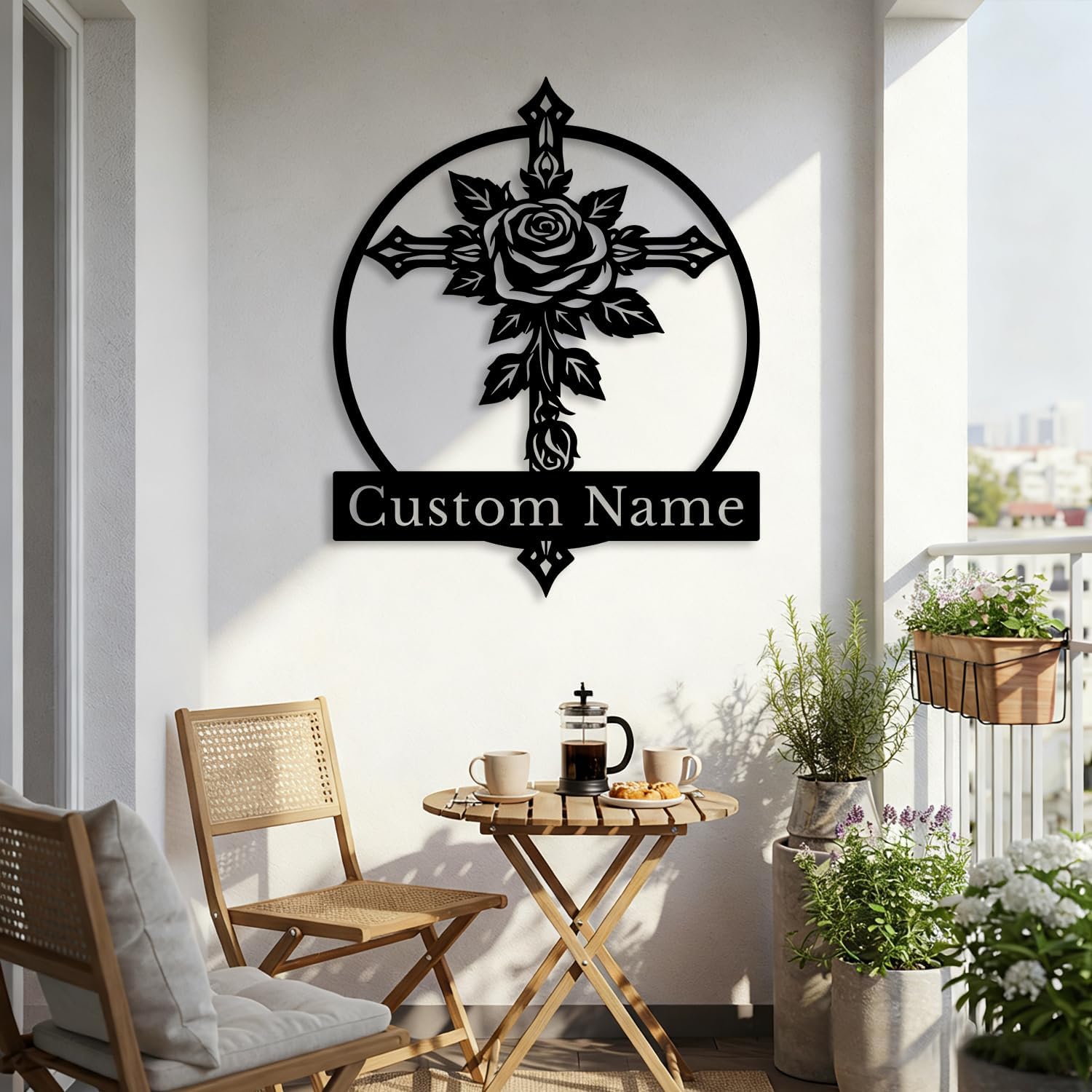 Custom Jesus Metal Sign,Personalized Christian Wall Art,Cross & Faith Home Decor,Outdoor Yard Hanging Sign,Religious House Number Address Plaque (Style-G)