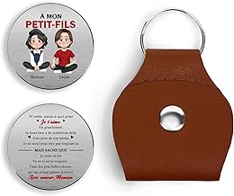 Cadeau Plus Personalised Pocket Cuddle – Fais De Ton Mieux Fille Fils – Personalised Pocket Hug, Personalised Leather Keyring, Father's Day Keyring