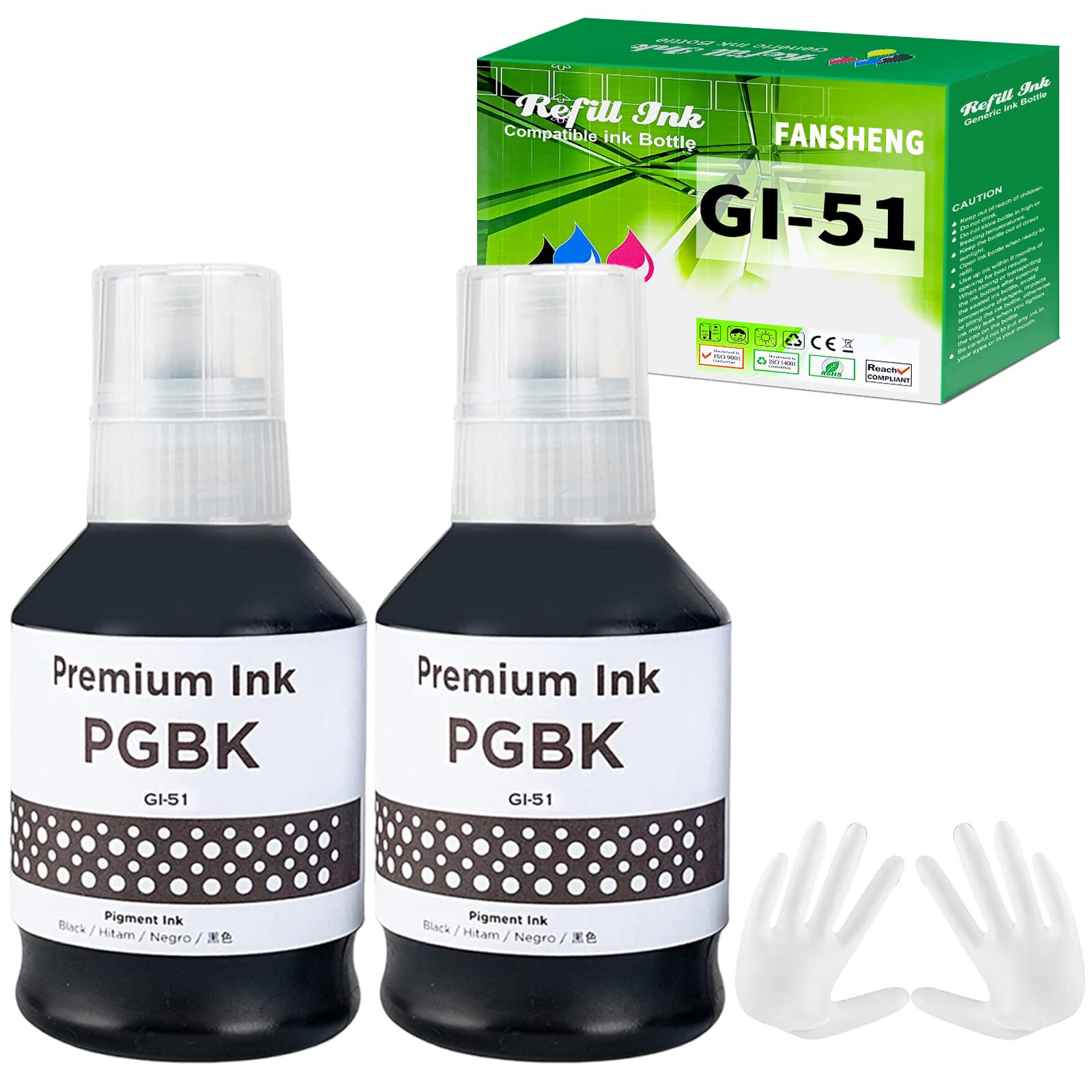 GI51 Inchiostro Compatibile con Canon GI-51 Flaconi di Inchiostro per Pixma G1520 G1560 G2520 G2560 G3520 G3560 G1530 G2570 G4570 G3570 Series (2 Pack, Nerox2)