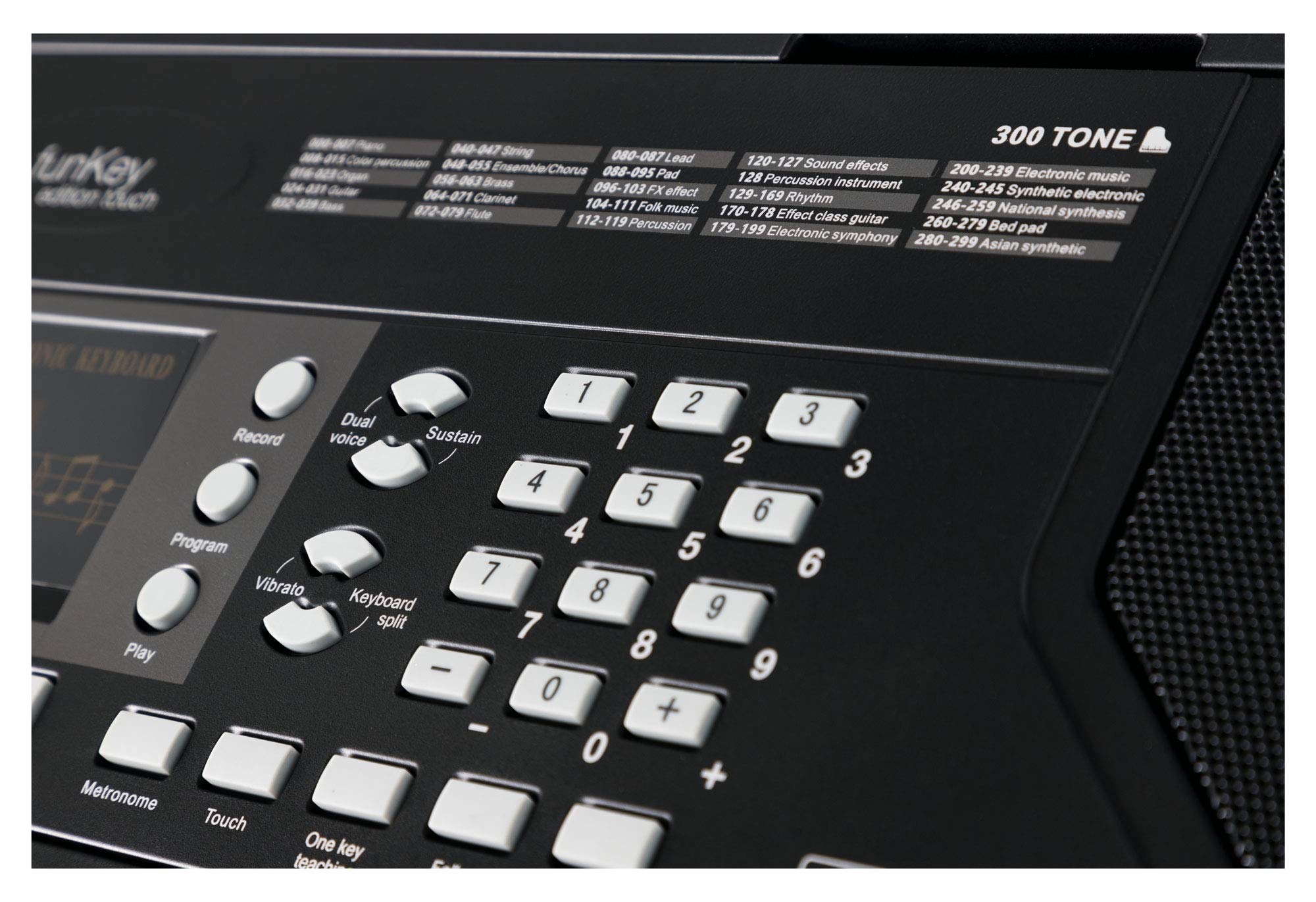 FunKey 61 Edition Touch Negro, Pantalla LC, 300 sonidos, 300 ritmos | 61 teclas estándar con respuesta táctil dinámica, 40 canciones demo, 8 pads de percusión, Función de transposición y split