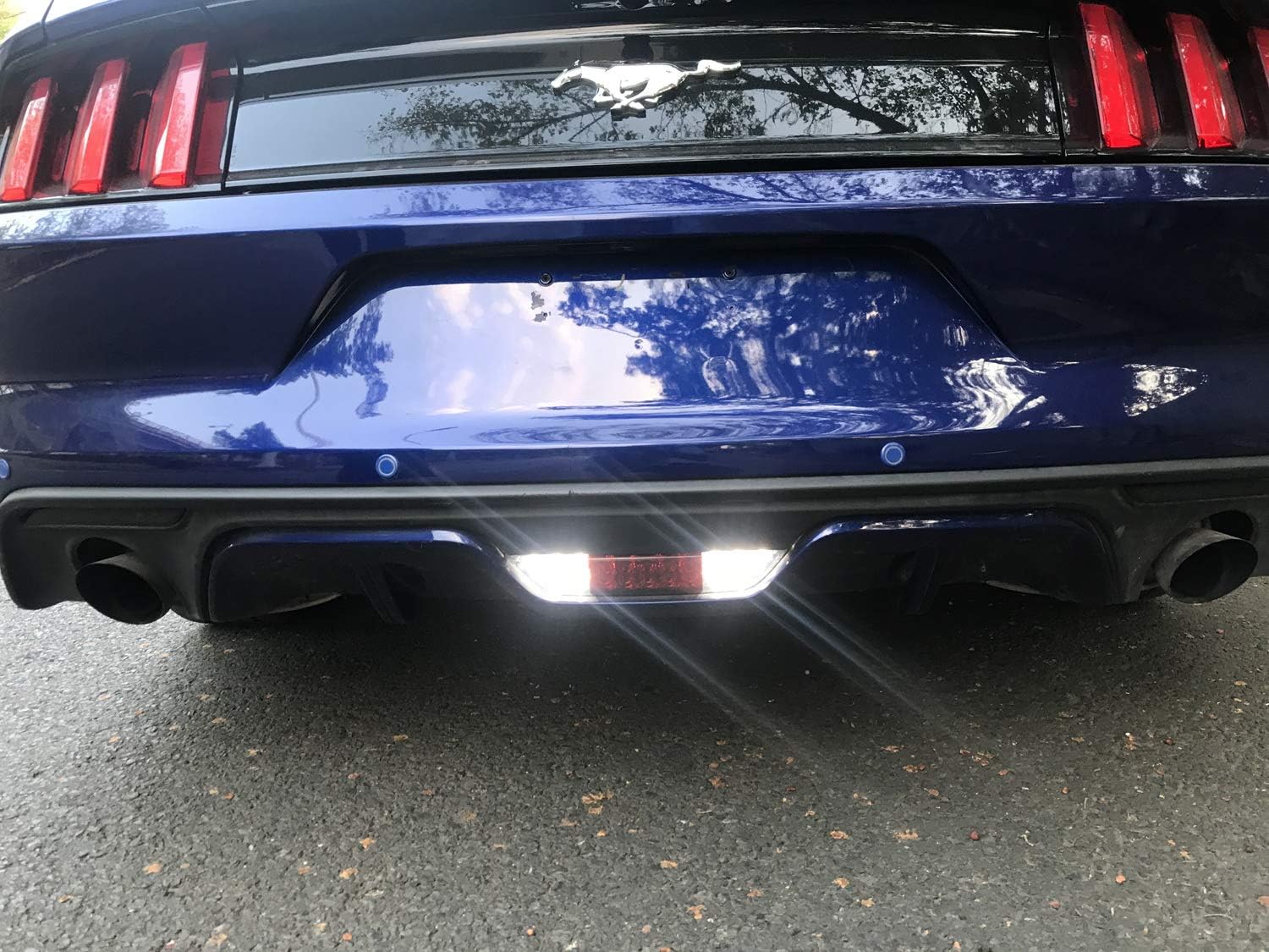 iJDMTOY Euro Spec Clear Lens Full LED Backup Reverse Light Assembly w/Race Car Style Rear Fog Light Feature Compatible With 2015-2017 Ford Mustang