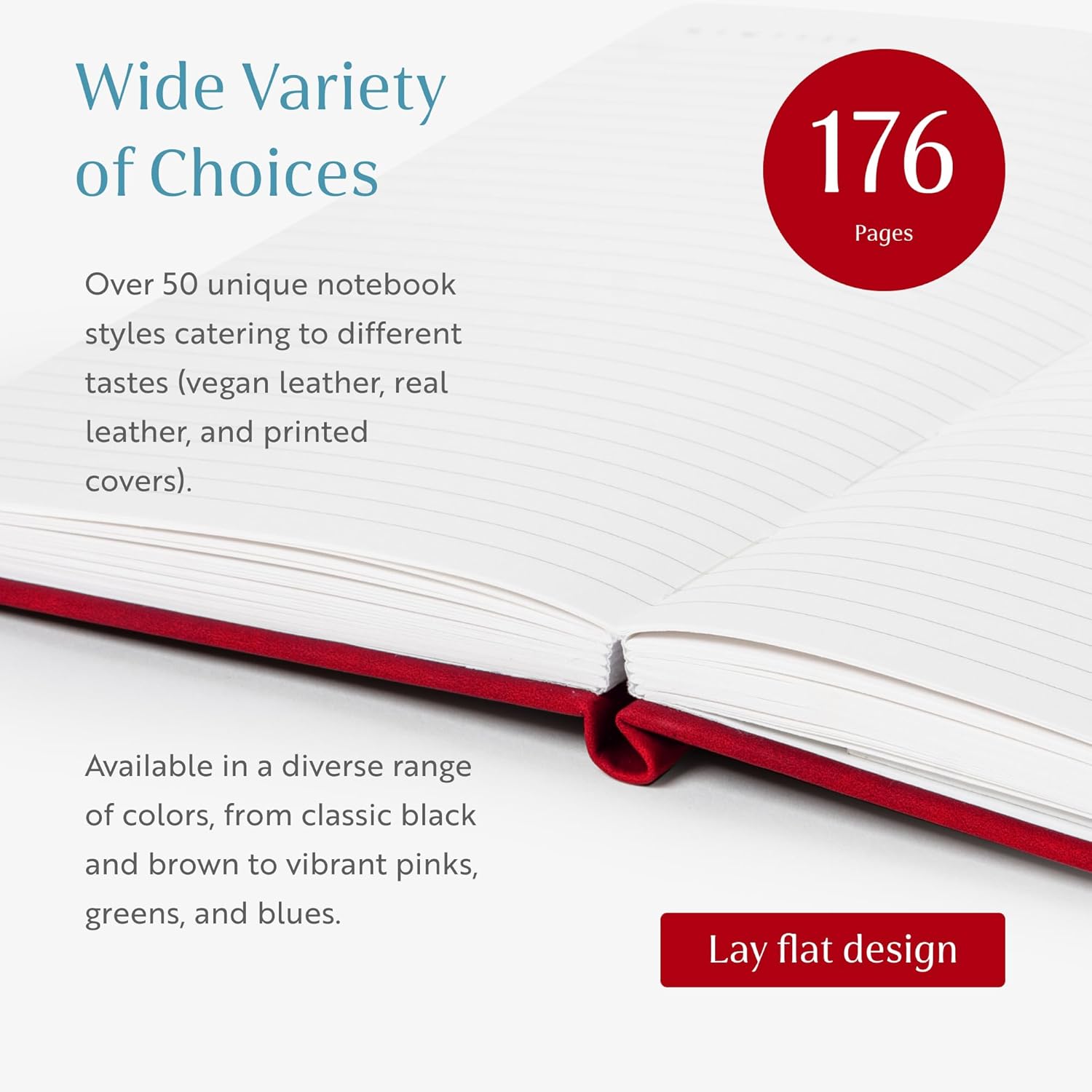 Oriole Vegan Leather Ruled Notebook - Cherry Red | 176 Pages of Thick Lined Paper | Soft Touch Hardcover Journal (5 x 8 in) with Gold Foil Bird Design & Luxury Gift Box