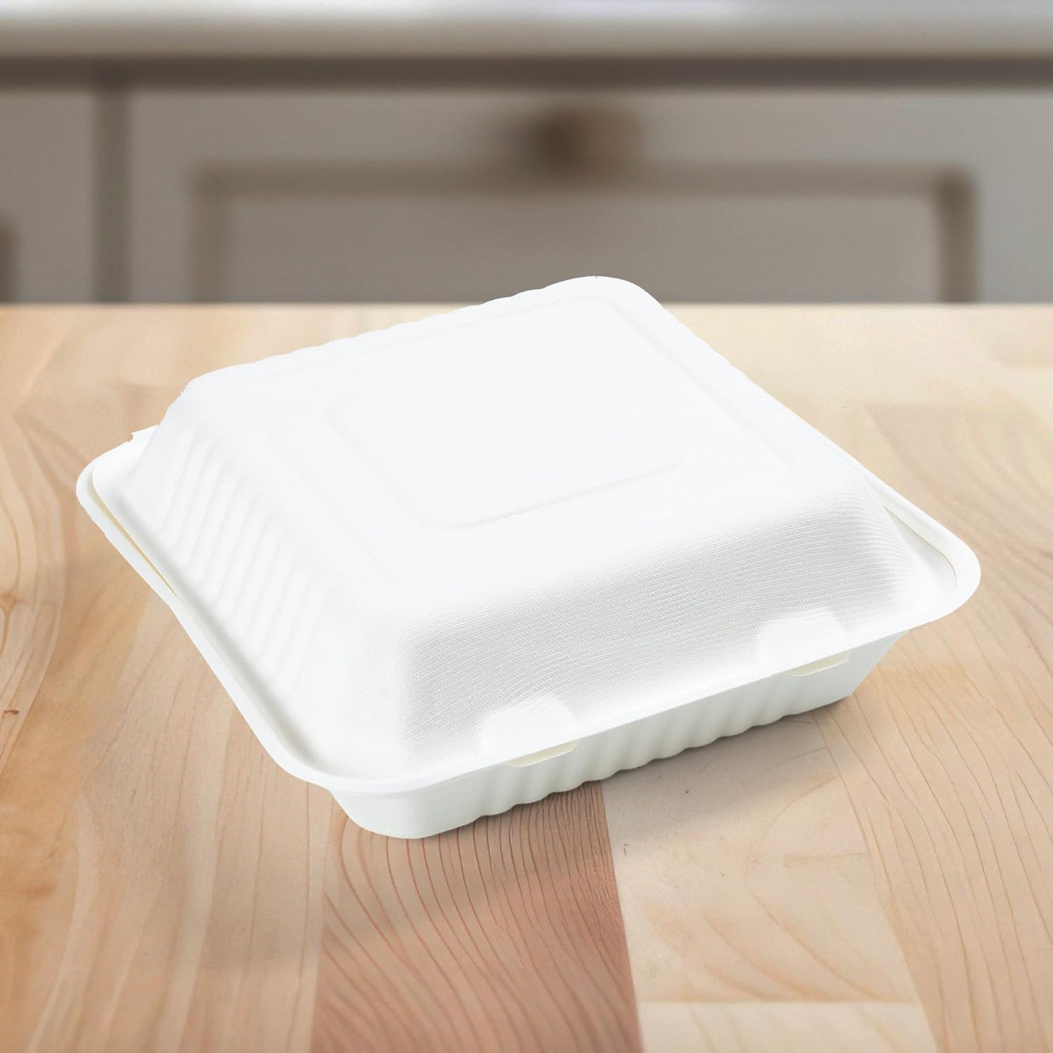 100% Compostable Clamshell Containers - Heavy Duty Disposable Takeout Container [1-Compartment, 9x9x3, 200-Pack] Made of Biodegradable Sugarcane Bagasse, Eco-Friendly To-Go Container