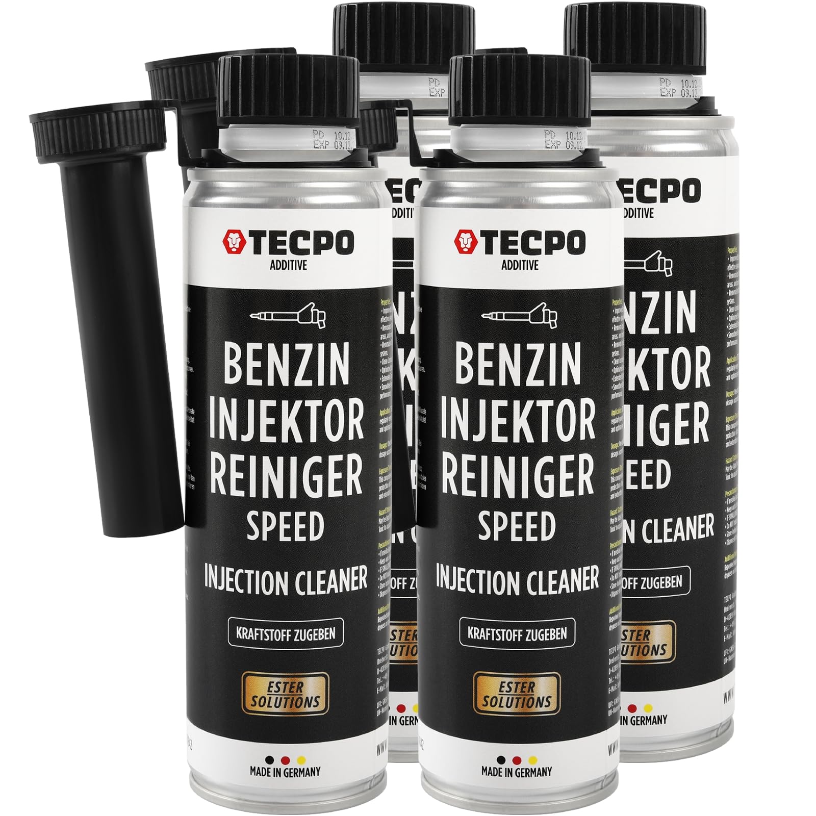 TECPO Benzin Injektor Reiniger, 300ml Additiv -Einspritzdüsen Additiv mit Ester Solution Direct Injection Speed Cleaner (4X 300ml)