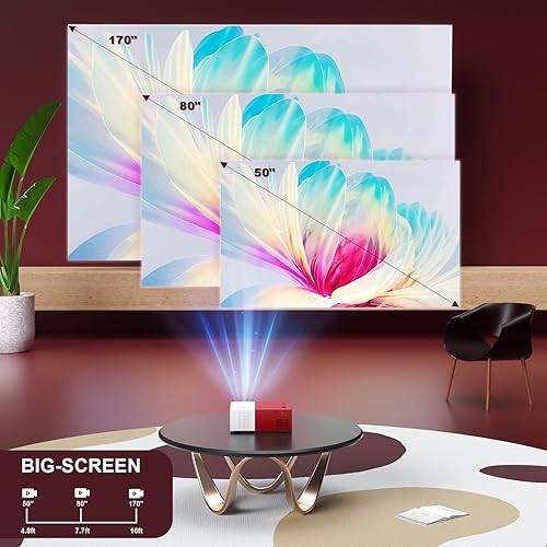 Miniatura 5 de Mini proyector con proyectores portátiles Wifi compatible con 1080P 170 pulgadas Mini proyector de película HD, proyectores para exteriores
