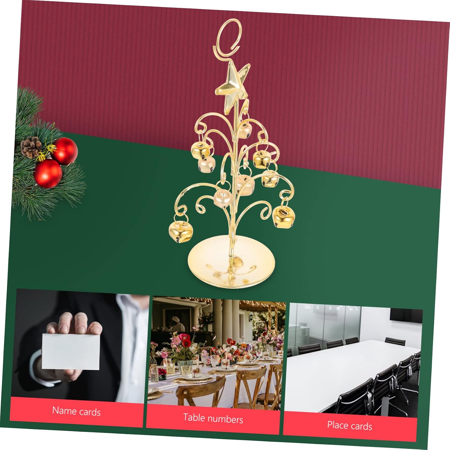 Xmas Tree Shaped Memo Clip Holder Elegant Tabletop Picture Stand for Weddings Parties and Festive Events for Cards Photos and Notes