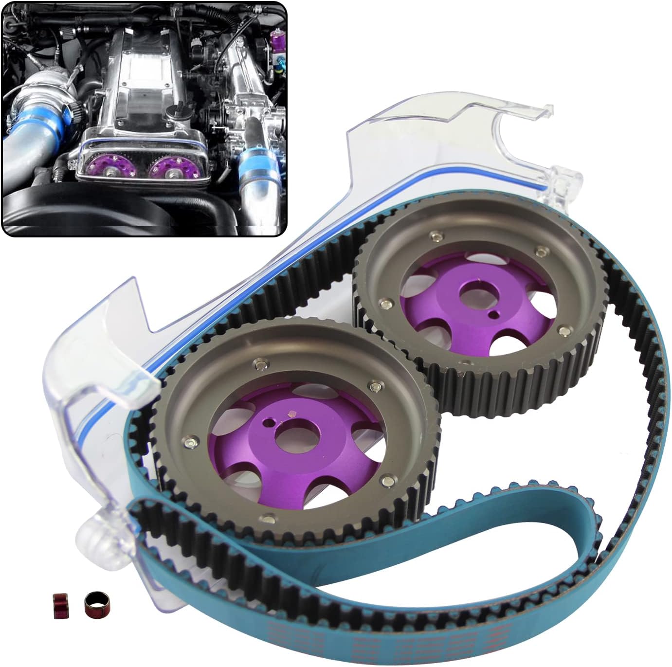 PKSABB 2PCS Cam Gears Pulley Racing Timing Belt with Clear