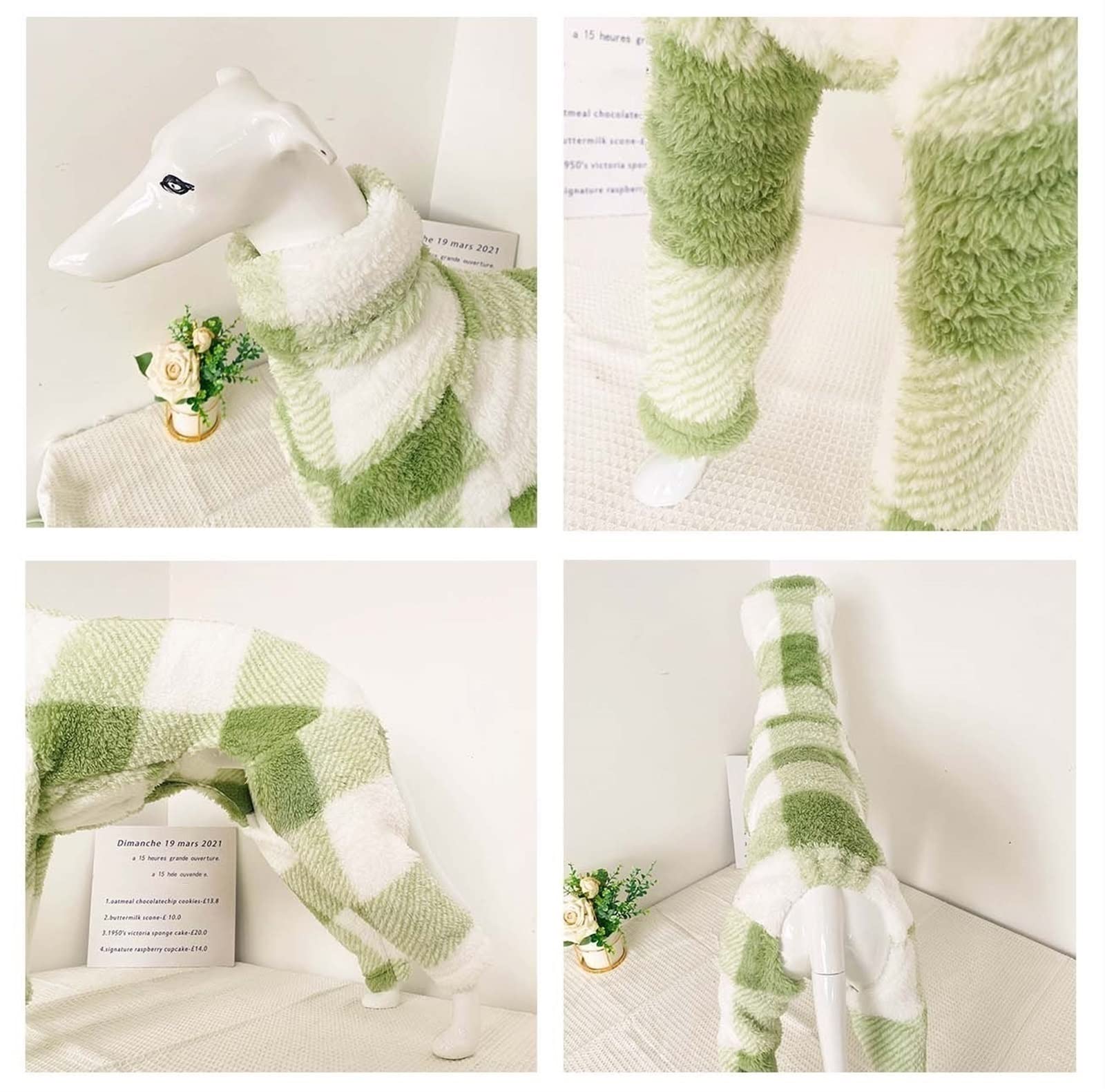 Hund Winter Fleece-Overall Mit Beinen – Vollkörper-Schutz, Für Kleine Bis Große Hunde, Grün/weiß