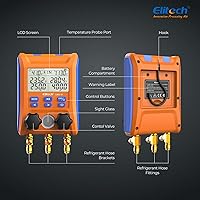 Vista 8 de Elitech Válvula de 2 vías de manómetro digital con abrazaderas de termómetro para sistemas HVAC, LMG-10