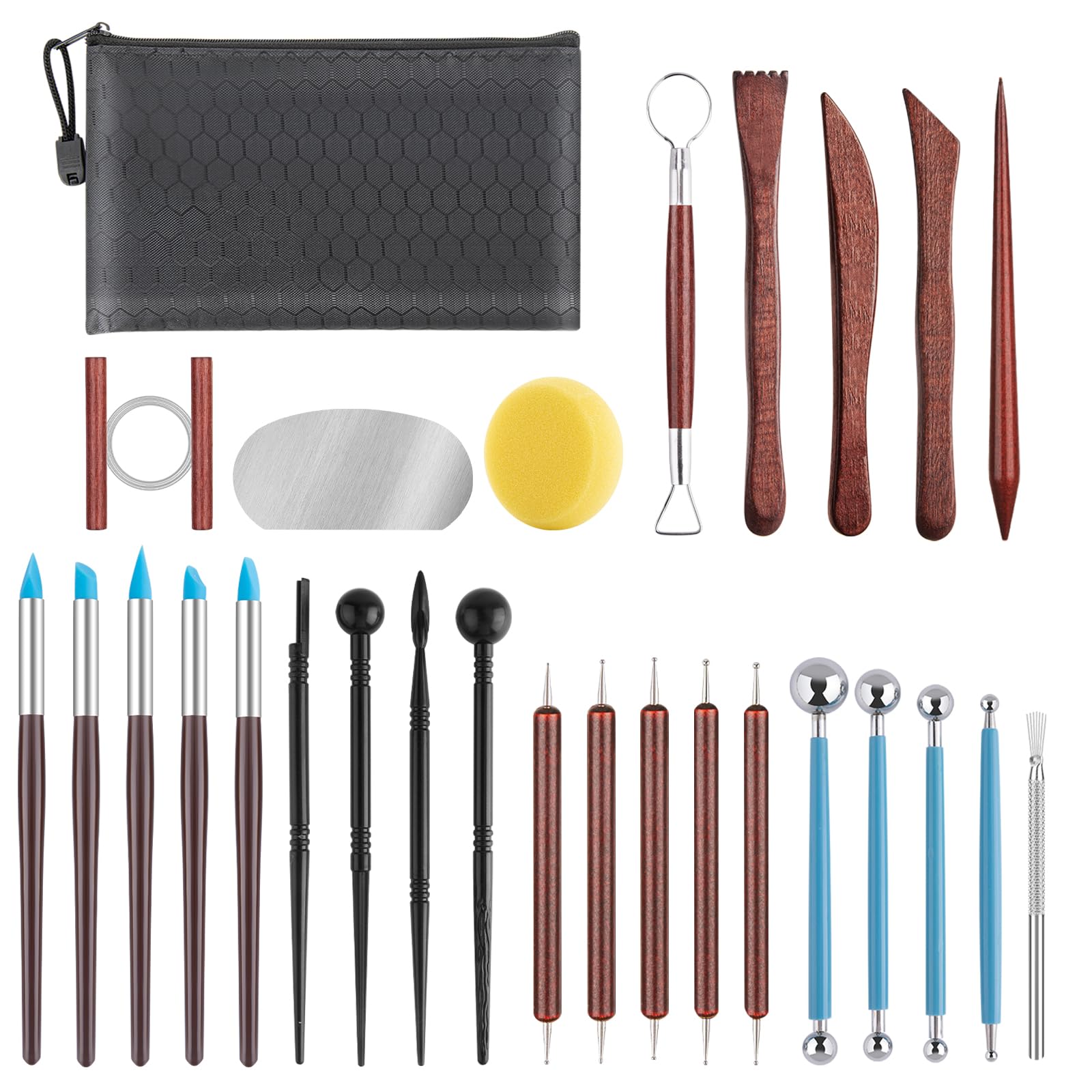 27 Piece Clay Sculpting Tools Kit - Pottery & Air Dry Clay -8
