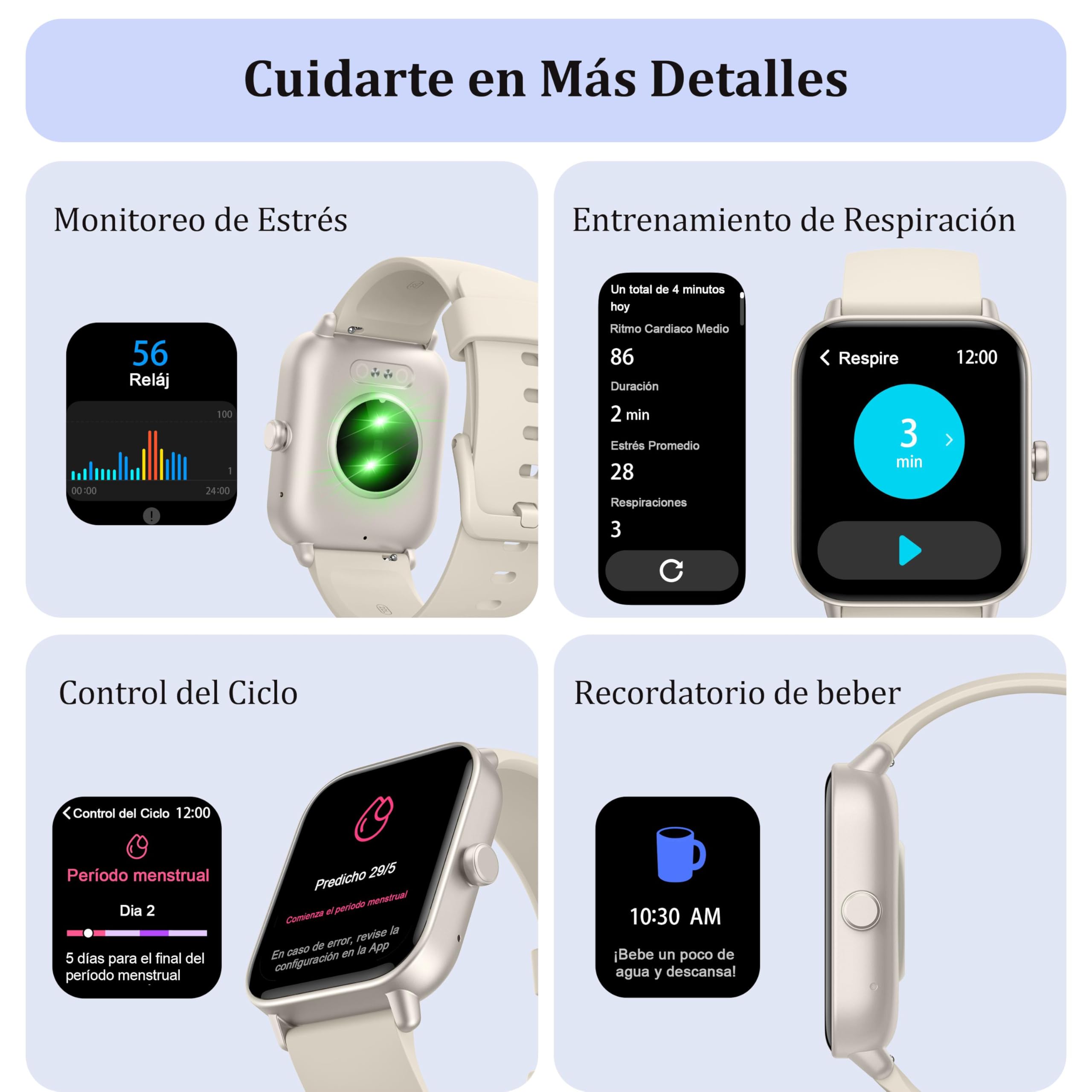 KALINCO Reloj Inteligente Mujer Hombre con Alexa, Smartwatch Llamadas y Whatsapp/Estrés/Ritmo Cardíaco/Oxígeno Sanguíneo/100 Deportes/Sueño, 5ATM Impermeable Regalo iOS Android