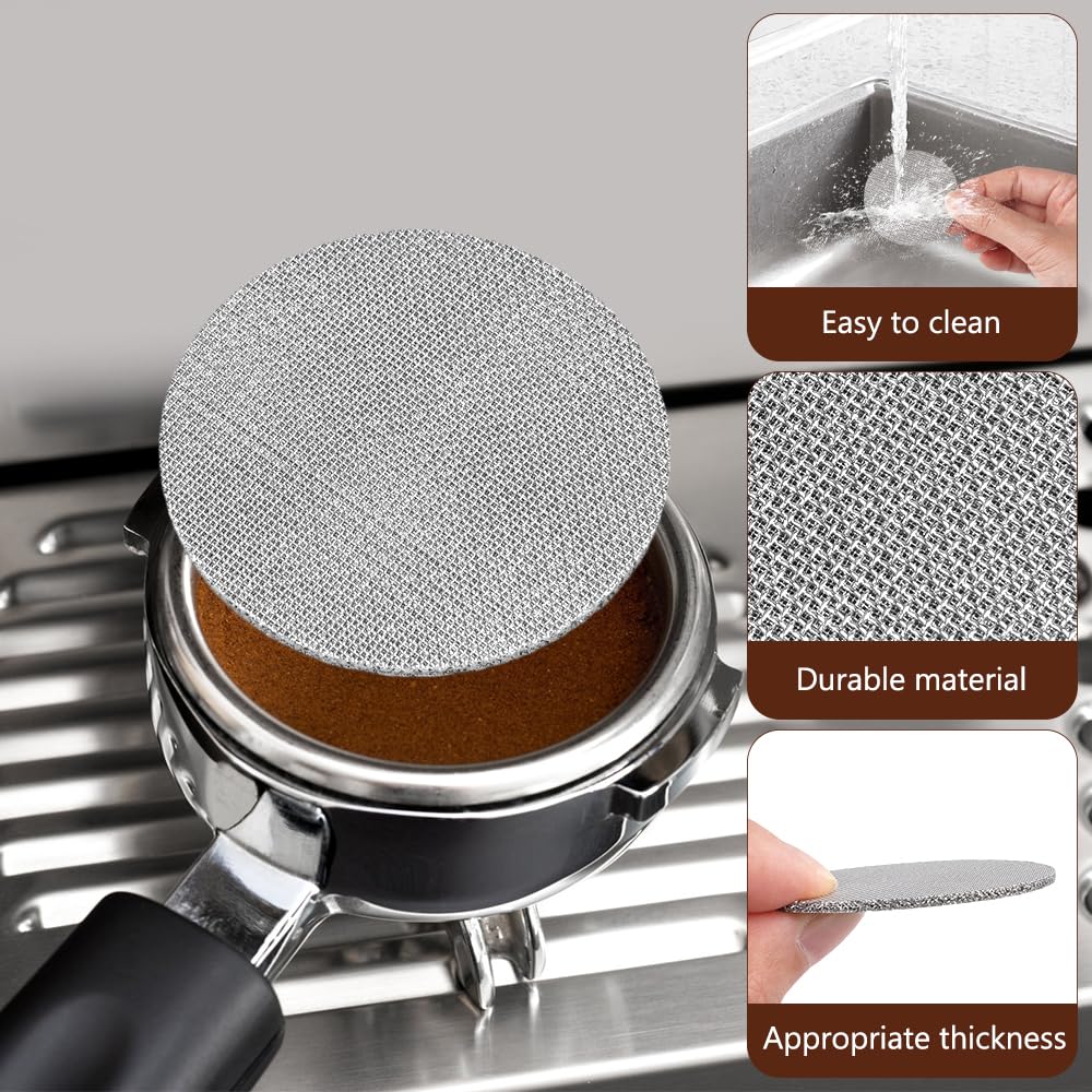 3 sztuki krążków 51 mm, 1,7 mm sitko do espresso do sitka | 150 μm, stal nierdzewna, filtr do kawy, wielokrotnego użytku, do restauracji, kawiarni, cukierni