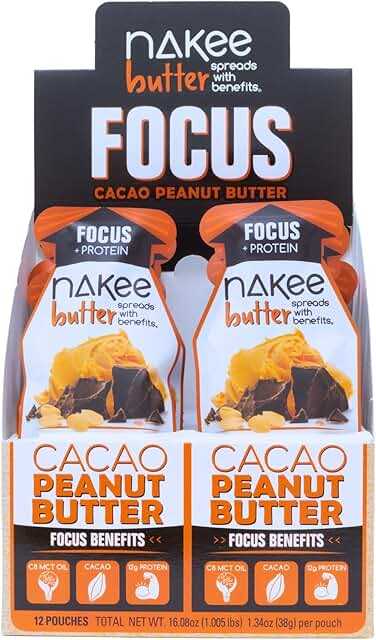 Nakee Butter Focus Cacao Peanut Butter - 12-Pack, Gluten-Free