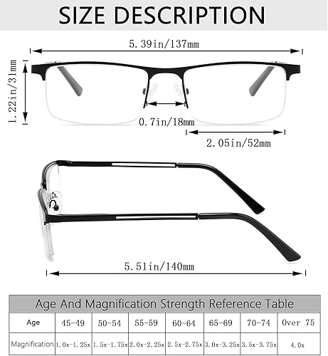 Miniatura 8 de Paquete de 4 lentes de lectura para hombre, 3.75 con bloqueo de luz azul, lentes de lectura para hombre con bisagras de resorte, antirreflejos,
