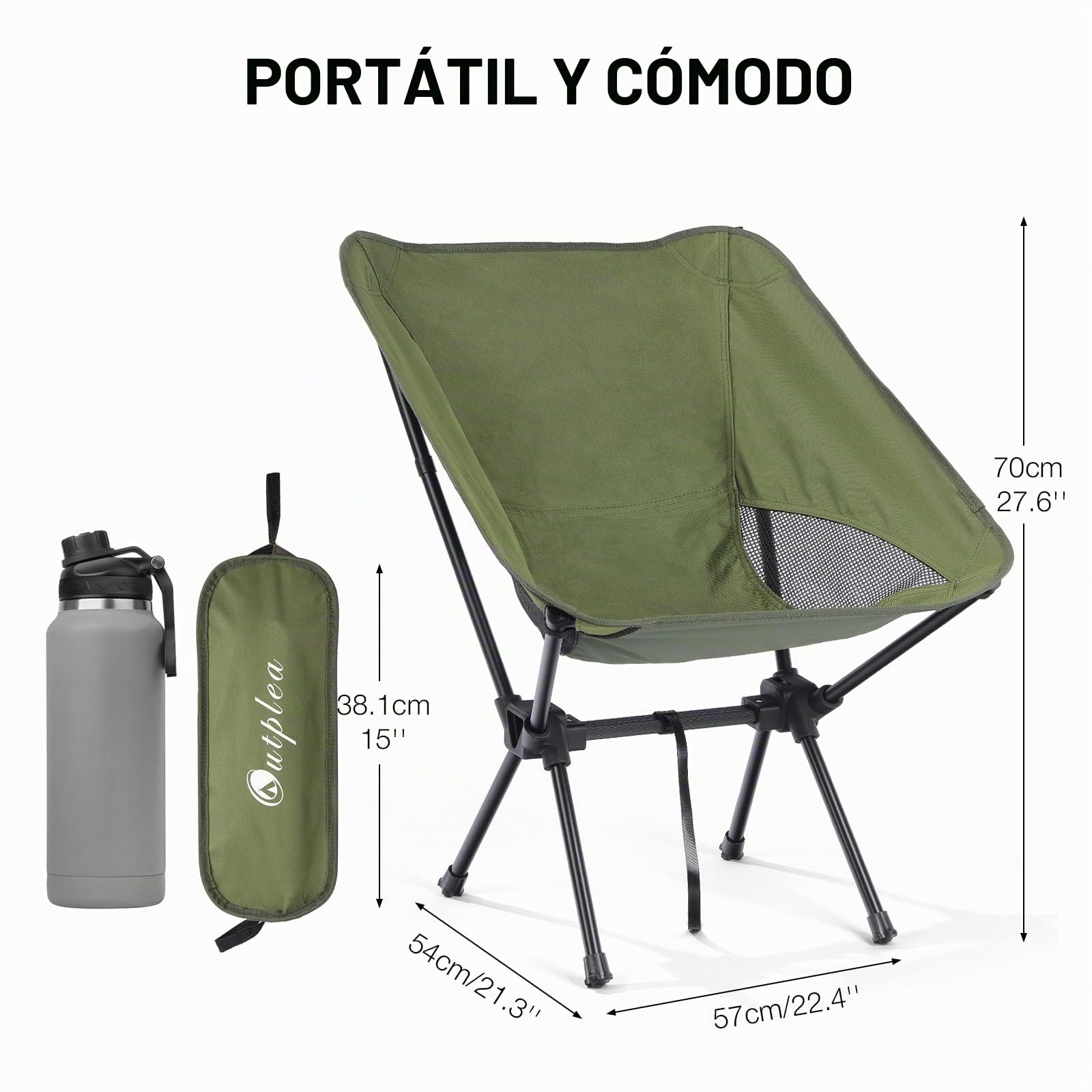 Silla Camping Ultraligera, Silla Plegable Camping Pequeña, Sillas de Playa Plegables Portátil Resistentes para Exterior Pesca Acampada, Verde