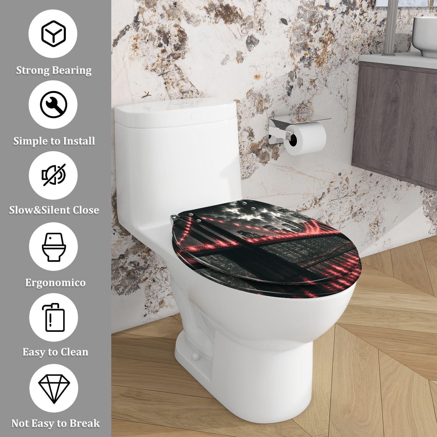 Asiento de inodoro alargado para baño