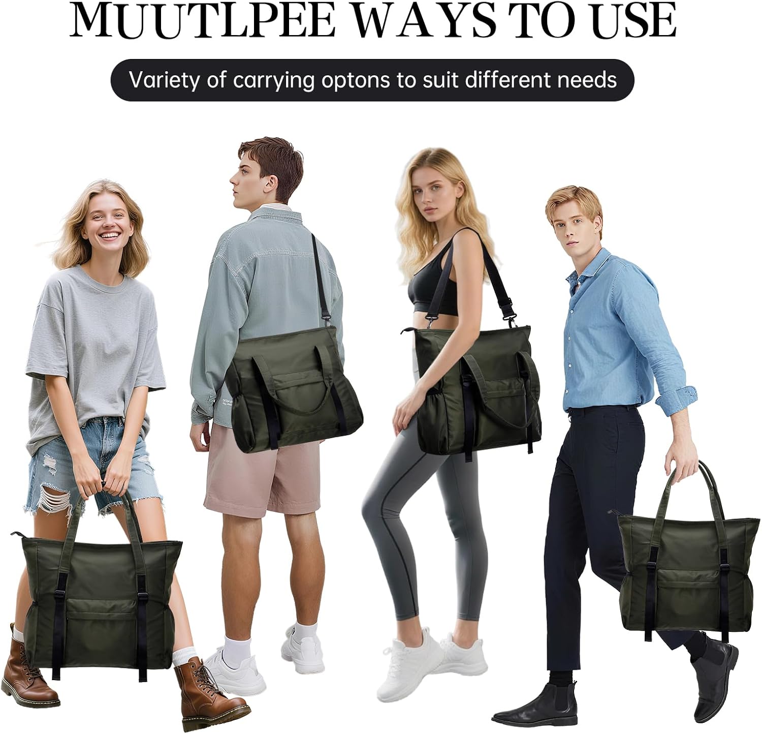 XEYOU Large Nylon Tote Bag for Women Lightweight Crossbody Tote Handbag with Detachable Strap for Daily, Work, College,Travel - Image 7