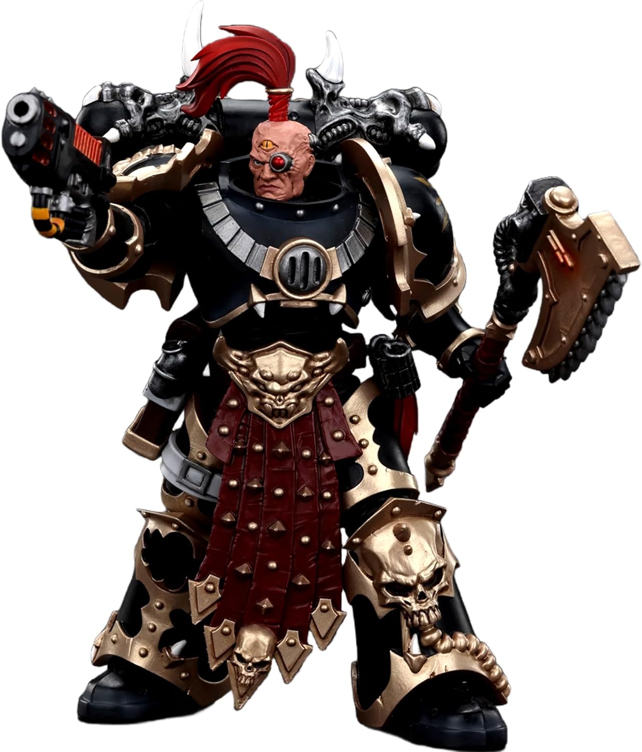 JOYTOY Warhammer 40K 1/18 Action Figures Chaos Space Marines Black Legion Chosen with Plasma Pistol and Power Axe Collectible Model 4.9Inches