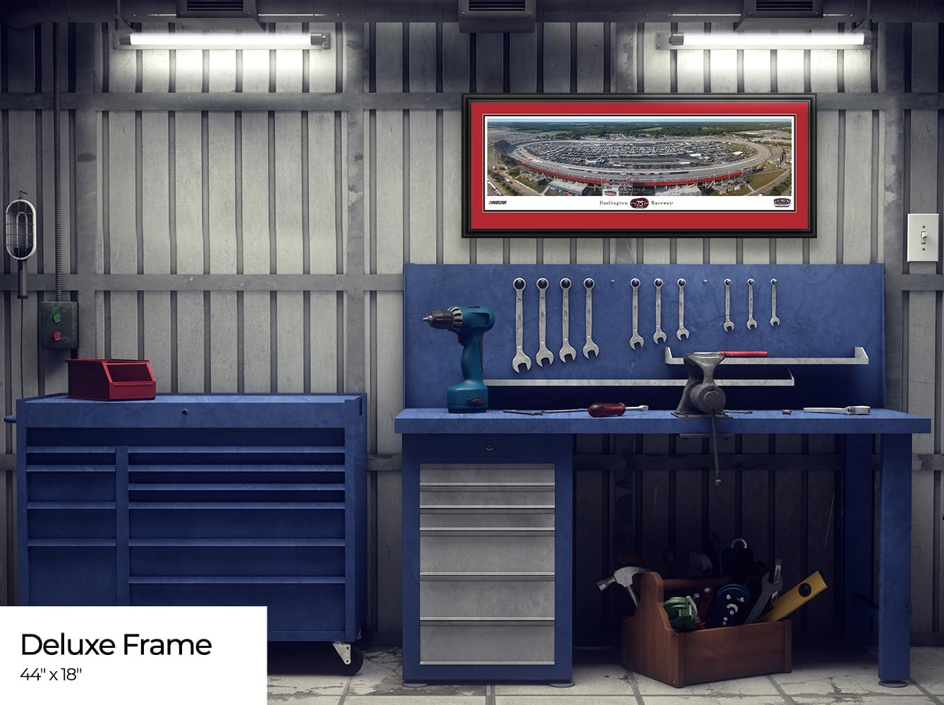 Darlington Raceway 75th Anniversary - Double Mat, Deluxe Framed NASCAR Print by Blakeway Panoramas