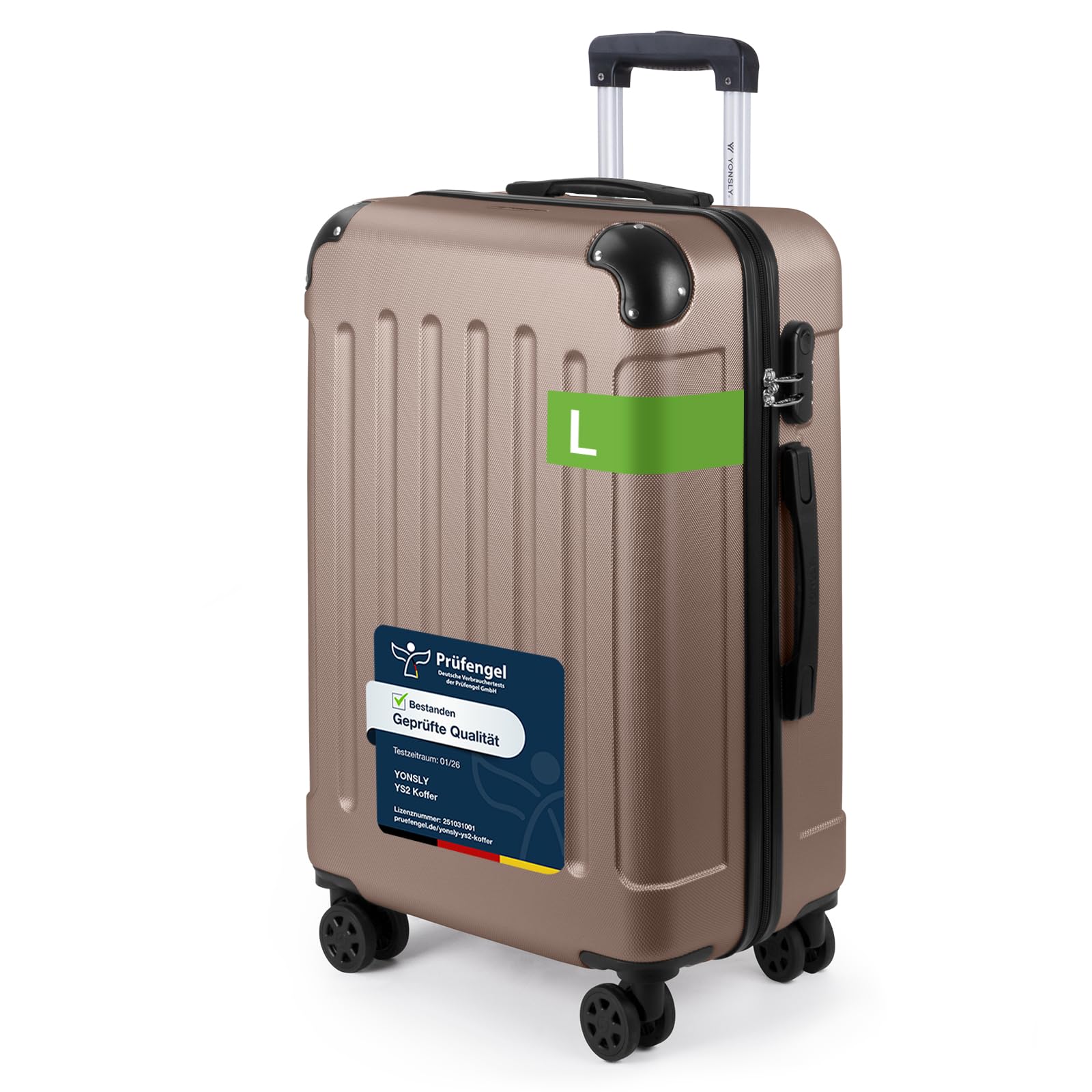 YONSLY Trolley Koffer Set, Reisekoffer, Rollkoffer Handgepäck, Kabinkoffer Suitcase, Gepäckset mit 360° Rollen, Hartschalenreisekoffer, Zahlenschloss, Gummigriff