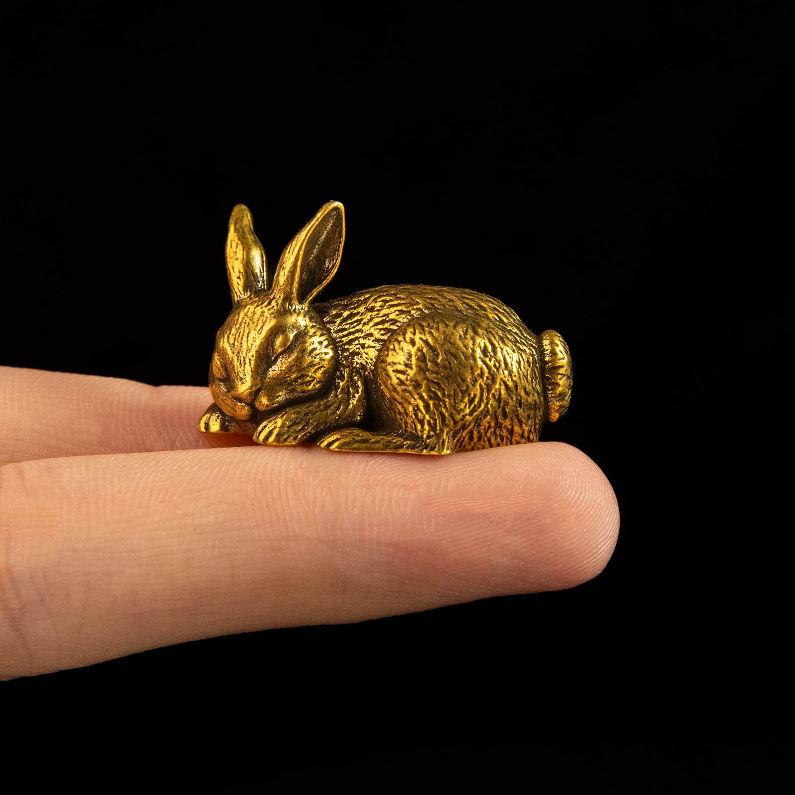 Betr Brsas Solid Brass, Retro Sleeping Animal Figurine Decor, Cute Lazy Bunny Dog Bear Fox Sculpture, Handmade Vintage Collectible Craft, Desk Ornament, Stress Relief Gift for Home Office - A