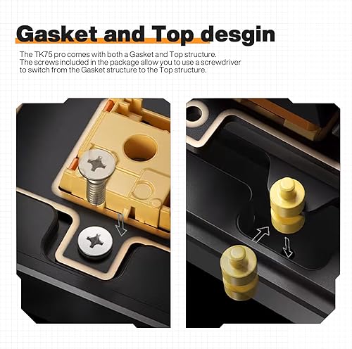 Miniatura 7 de GK GAMAKAY TK75PRO Aluminum Alloy Mechanical Keyboard Gasket Mounted, Hot Swappable KTT Hyacinth Switch 2.4GHz Wireless BT5.0 USB-C 75% Cherry 81