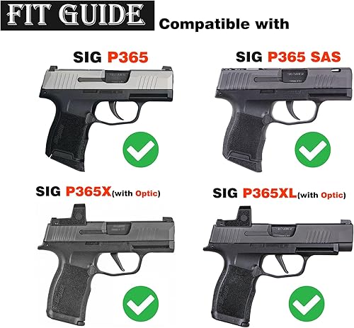 Miniatura 3 de Funda para pistola compatible con Sig Sauer P365, Sig P365XL, Sig P365 SAS, Sig P365X (no para P365X MacroRomeoZero), funda OWB, retención ajustable