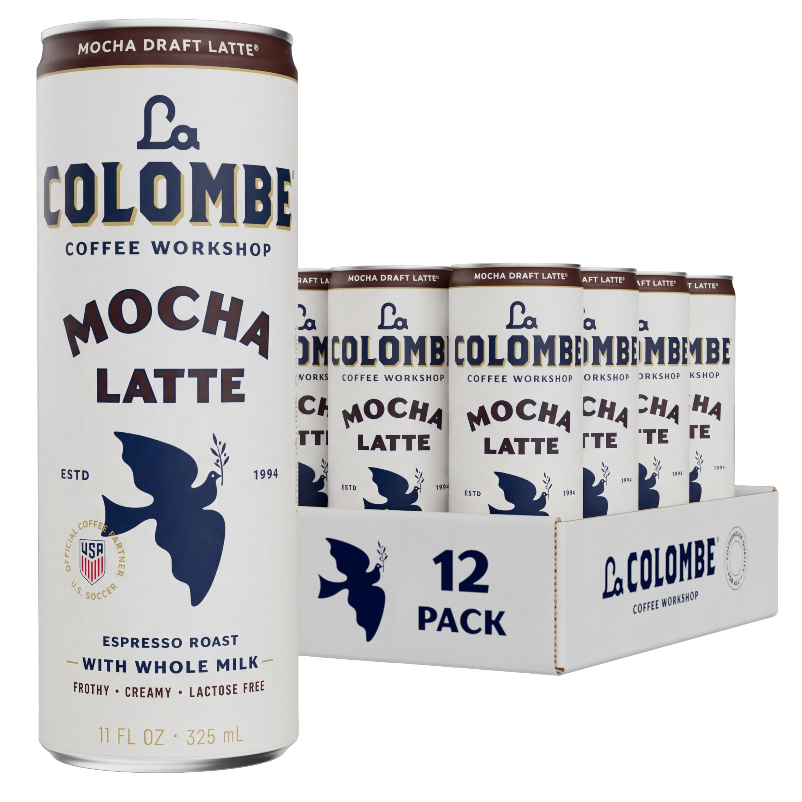 La Colombe Coffee, Mocha Draft Latte, 11 fl oz Cans (Pack of 12), Coffeehouse Quality Cold Brew, Specialty Grade Coffee Beans, Ready-to-Drink On-the-Go