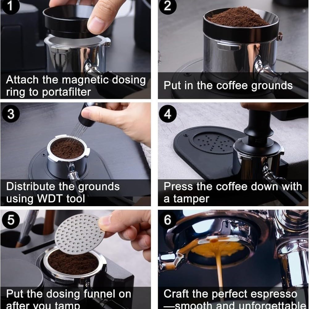 Espresso Tamper 51mm in acciaio inox Set con distributore e Puck Screen – per barista Accessori per portafiltro Macchina da caffè Distribuzione precisa della pressione