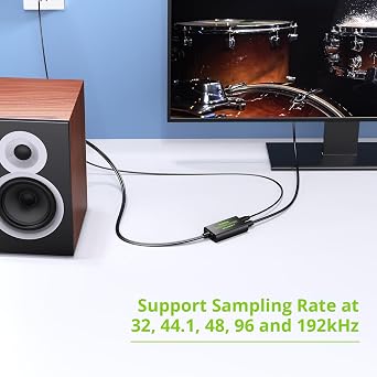 LiNKFOR 192kHz DAC Converter SPDIF to RCA Optical Toslink Audio Adapter | Digital to Analog Audio Converter with Built-In Amplifier Chip, 1.1m RCA Cable & Optical Cable for HDTV, DVD and Game Console