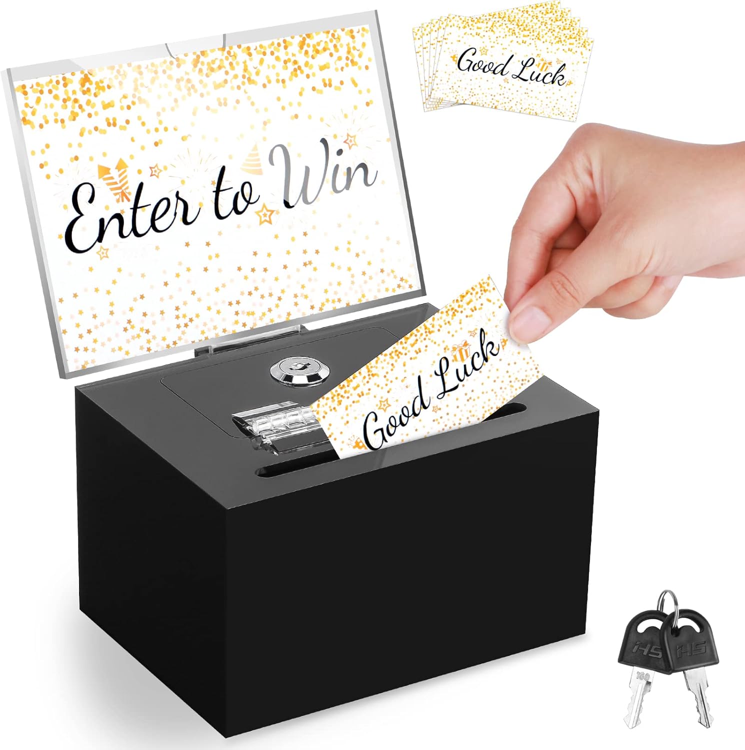 Black Acrylic Donation Box with Lock, Safe suggestion Box