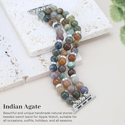 Miniatura 80 de JR.DM Natural Stone Beaded-Bands Women Compatible with Apple Watch Series 11 10 9 8 7 6 5 4 SE 3 2 1 Fashion Stretch Handmade Bracelet Fancy Boho